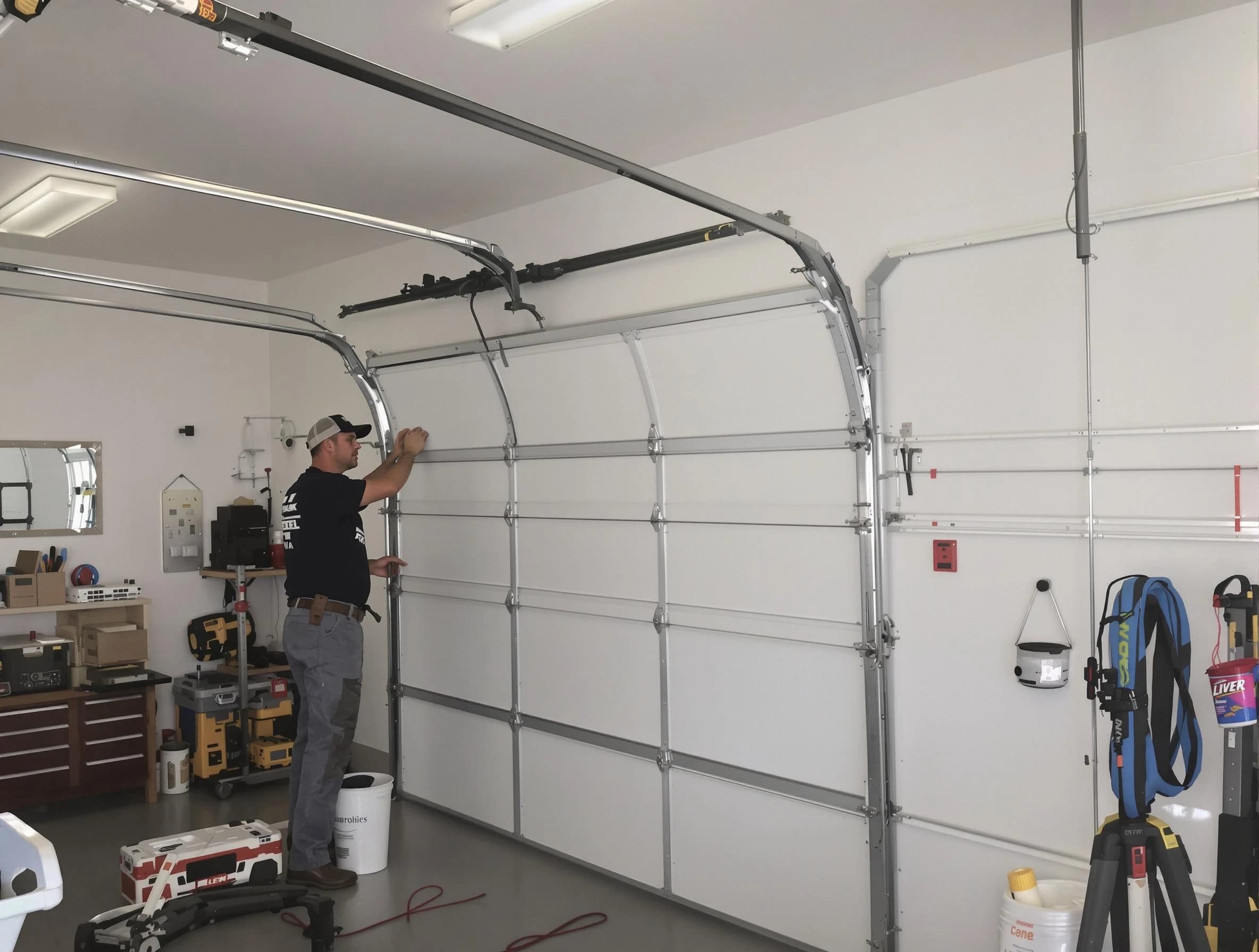 Hooper Garage Door Repair team installing new garage door in Hooper