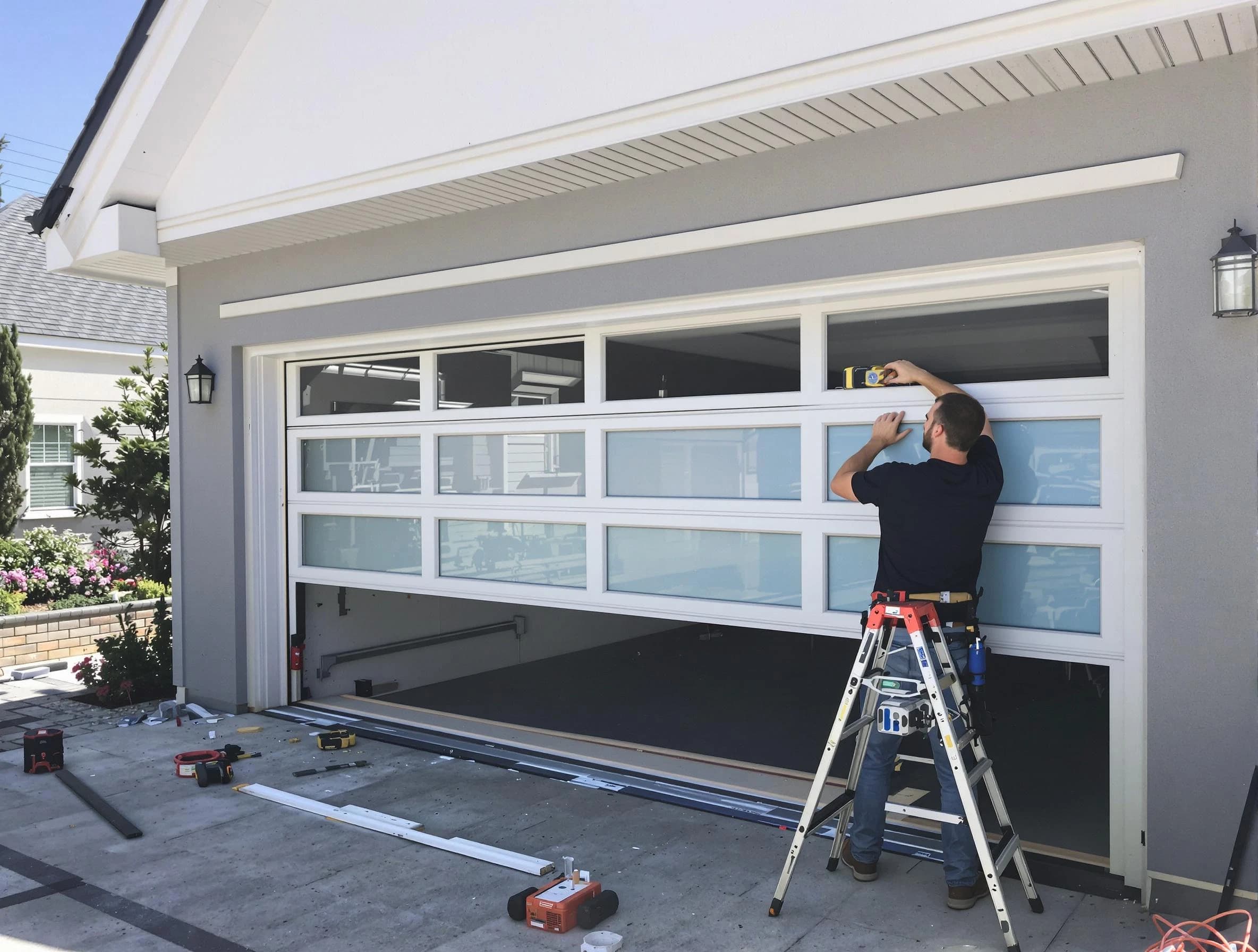 Hooper Garage Door Repair team performing garage door replacement in Hooper