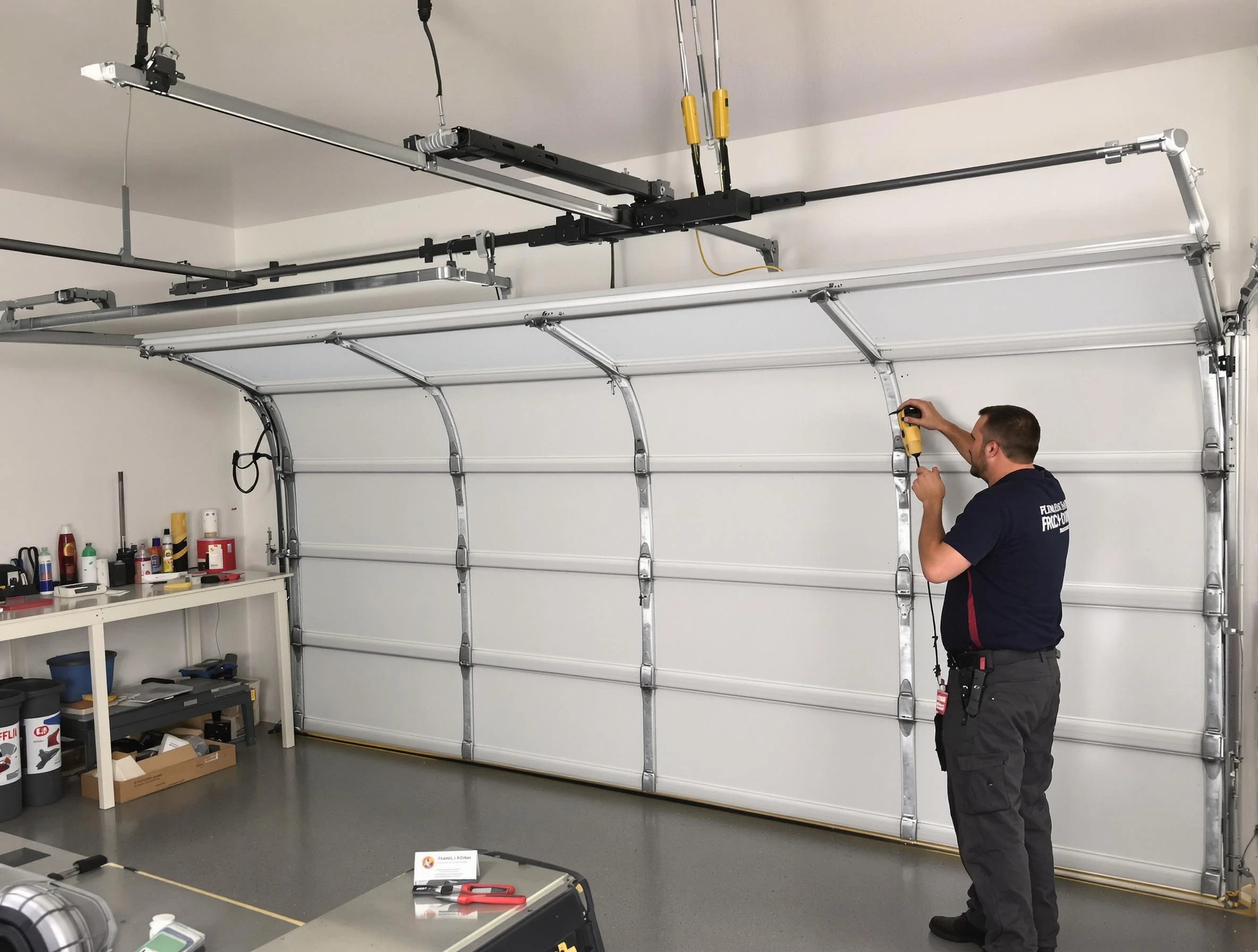 Hooper Garage Door Repair certified technician performing overhead door system repair in Hooper